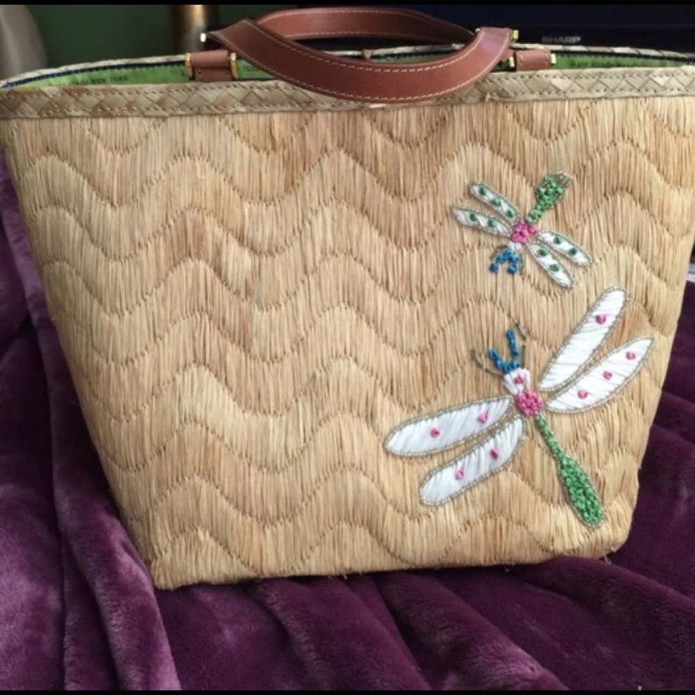 Kate Spade Dragonfly Straw Tote